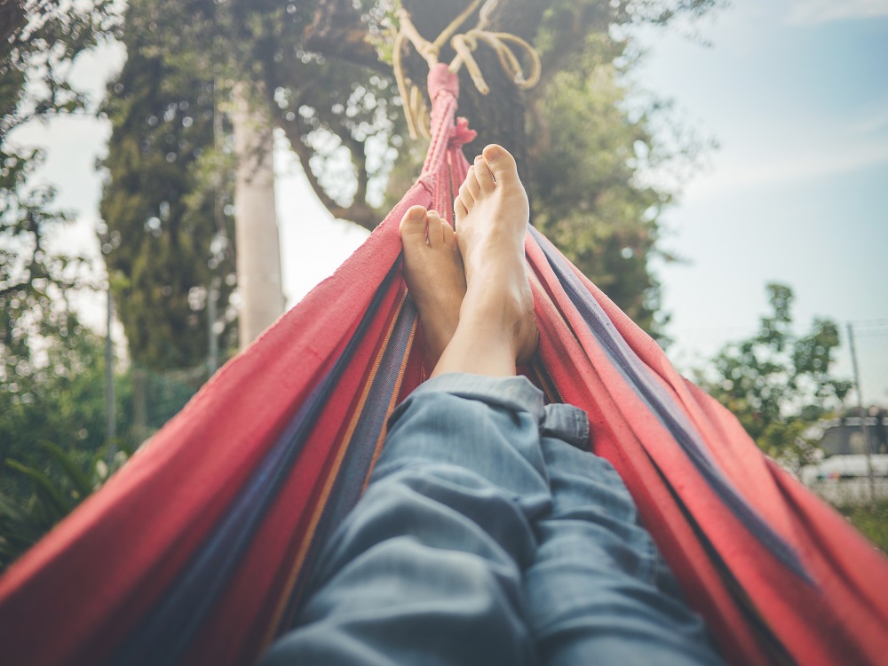 Relaxing in hammock