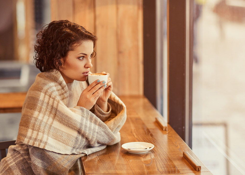 Woman drinking coffee