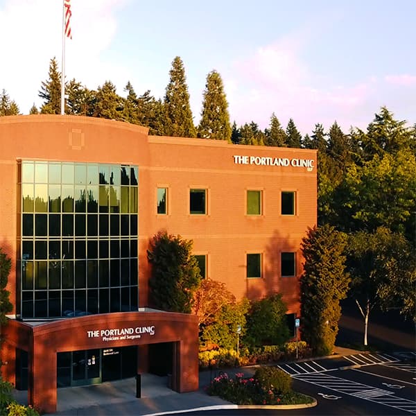 A photo of The Portland Clinic-South location at sunset.