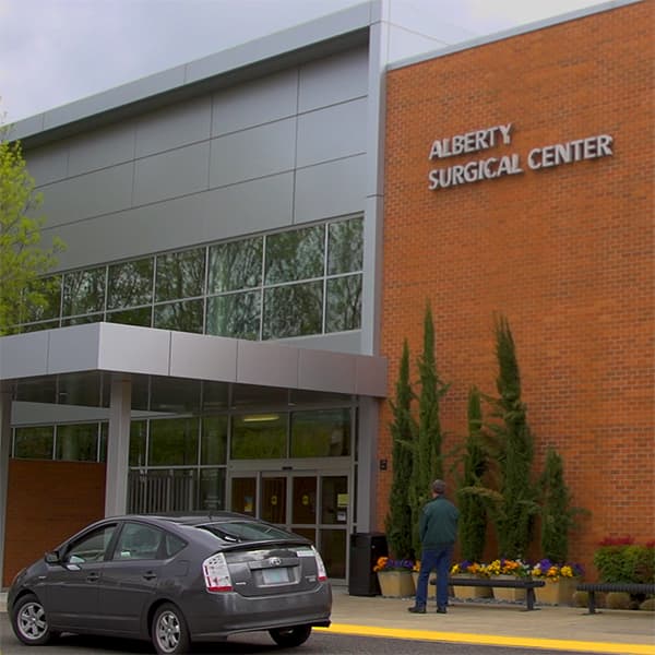 A photo of the front entrance of the Alberty Surgical Center.