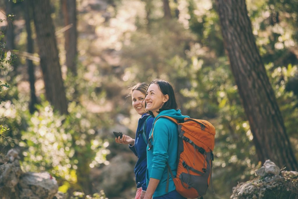 Women hiking on a trail