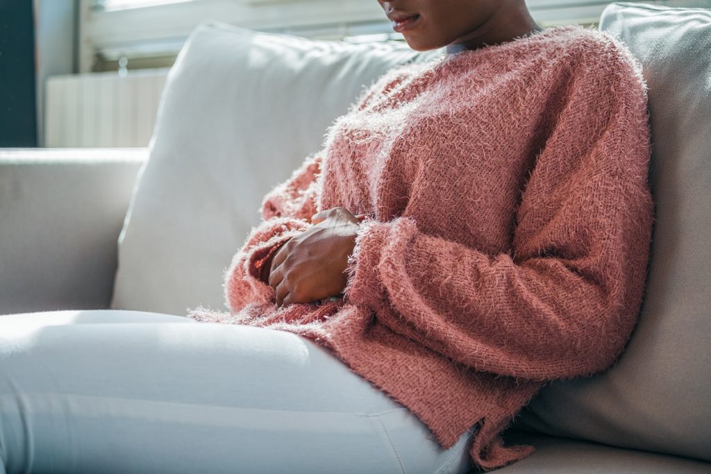 Woman with an upset stomach